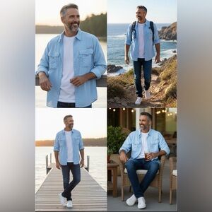 Columbia Men's PFG Bahama II Long Sleeve Fishing Shirt Sail Blue Size Large